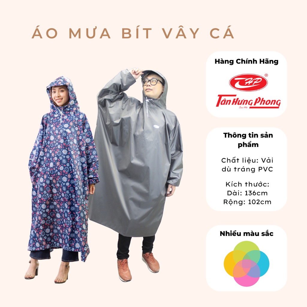 Áo Mưa Bít Người Lớn 1 Người Không Xẻ Tà Vải Dù Chống Nước Chống Thấm Tân Hưng Phong