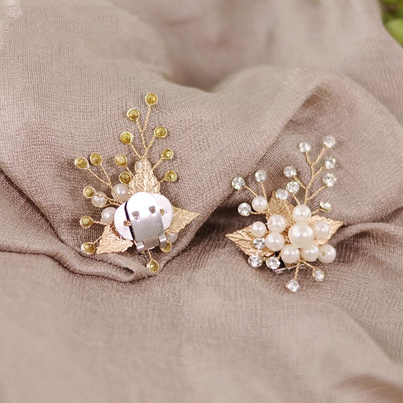 Giày Cao Gót Đế Xuồng Bằng Hợp Kim Họa Tiết Chiếc Lá Màu Vàng Sang Trọng Trang Trí Tiệc Cướ