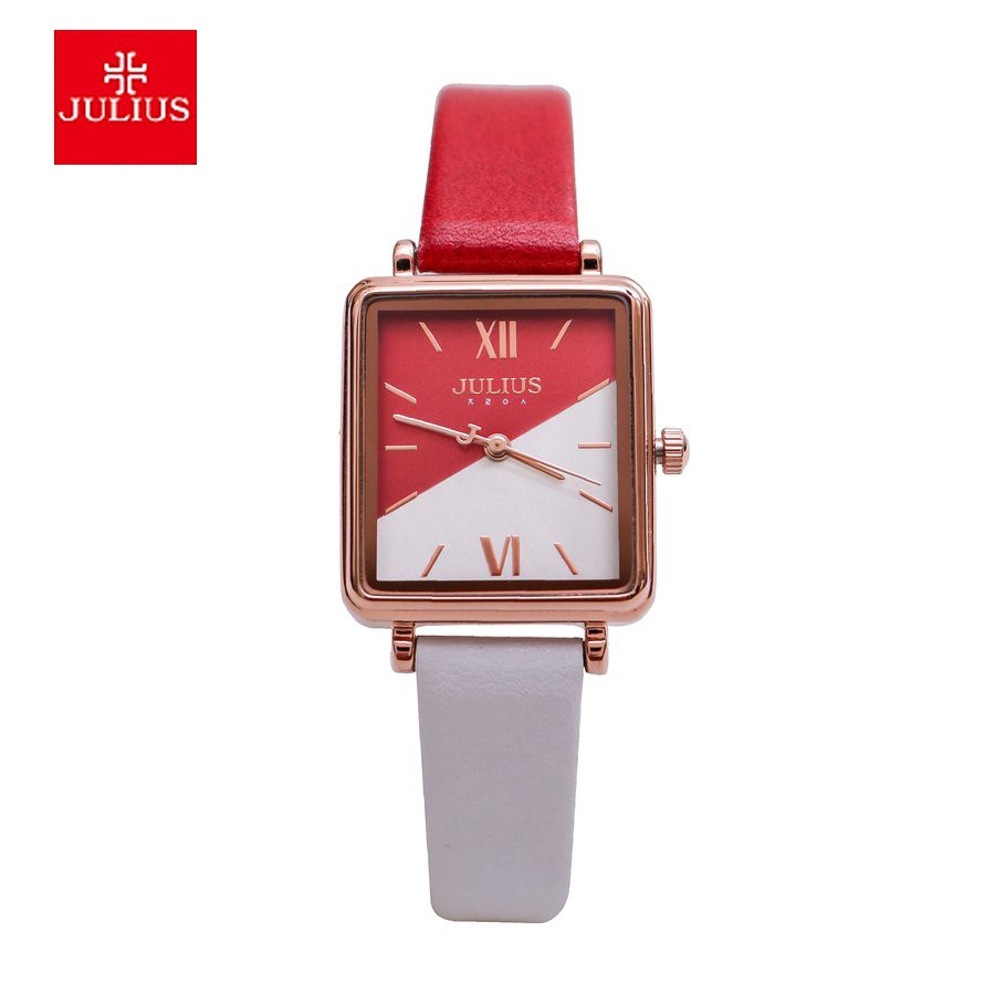 Đồng hồ nữ Julius Hàn Quốc JA-1317 dây da phối 2 màu độc đáo - tặng kèm nhẫn Esme siêu xinh