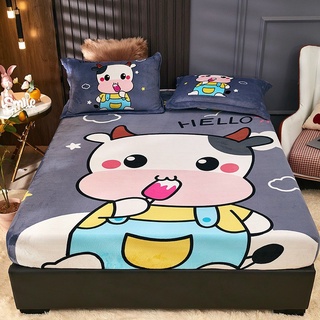 Sét ga gối nỉ nhung 3 món hoạt hình bò sữa