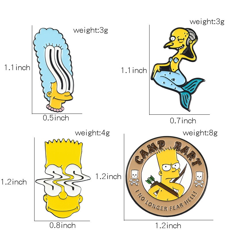 Ghim cài áo QIHE JEWELRY hoạt hình Simpsons 20 kiểu dễ thương xinh xắn