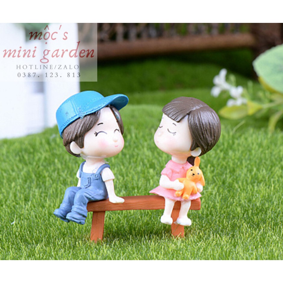 Tiểu cảnh mini_Cặp đôi trên băng ghế_CD801