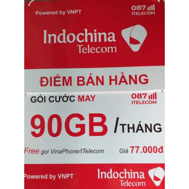 Sim 4G ITelecom May - 90Gb/tháng - Miễn phí gọi