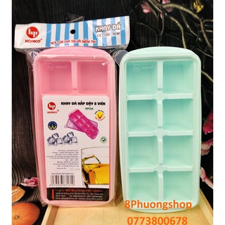 Dụng cụ dự trữ thức ăn cho bé – Khay làm đá lớn cho gia đình – Khay đá nắp đậy 8 viên HPL56