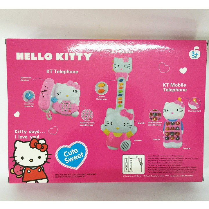 Bộ Đồ Chơi Đàn Hello Kitty Gồm 3 Chiếc Khác Biệt, Màu Hồng Đặc Trưng, Phát Nhạc Vui Nhộn