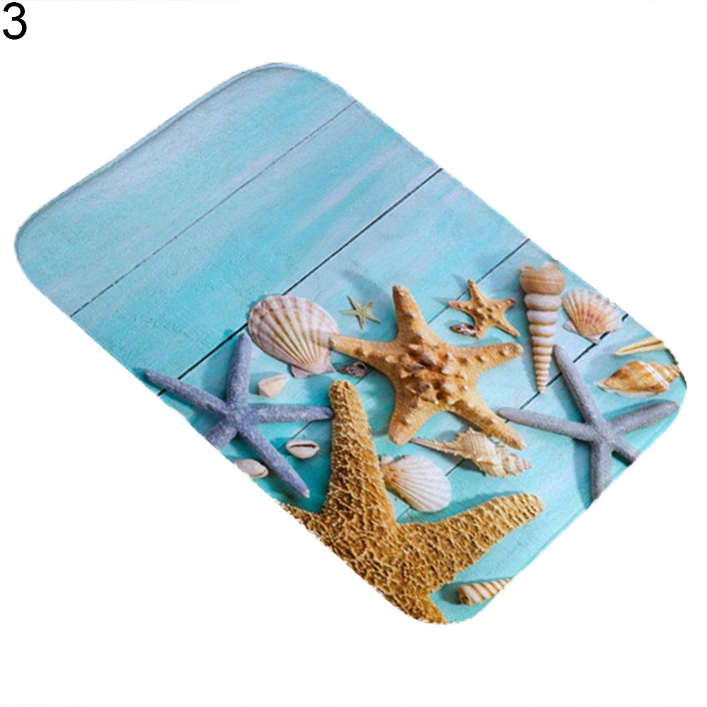 Thảm lau chân chống trượt họa tiết vỏ sò/bãi biển kích thước 40x60cm chất lượng