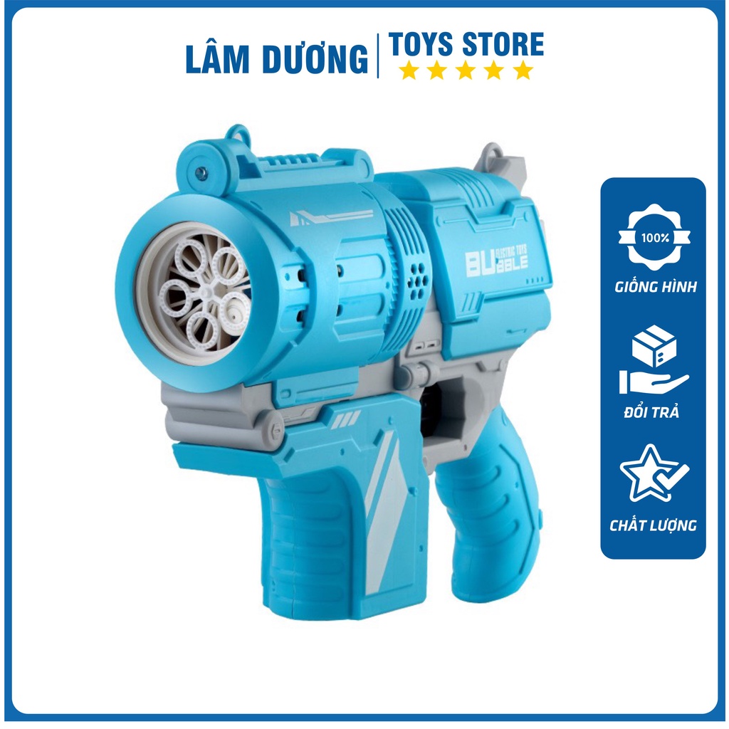 Súng bắn bong bóng xà phòng 5 nòng cỡ bự có đèn có nhạc, Máy thổi bong bóng tự động Lâm Dương Toys