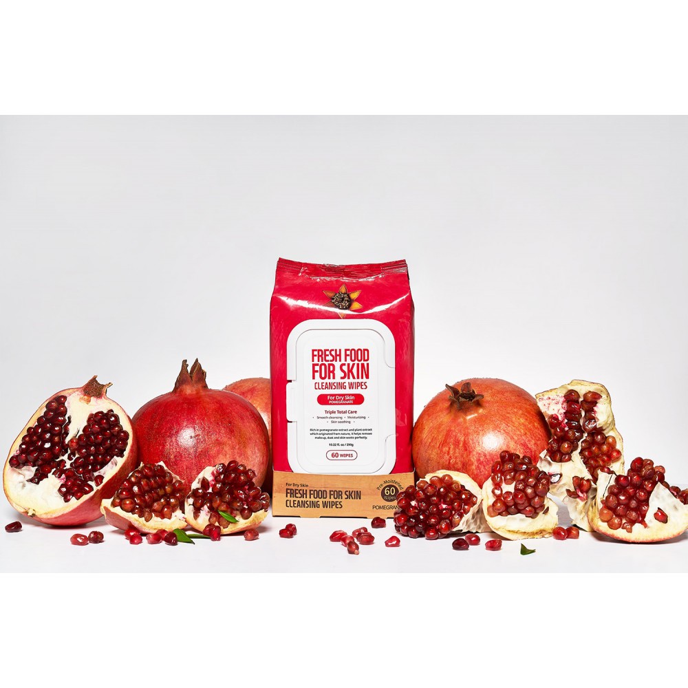 Khăn Ướt Tẩy Trang Farmskin Fresh Food Pomegranate Cho Da Khô 60 Miếng