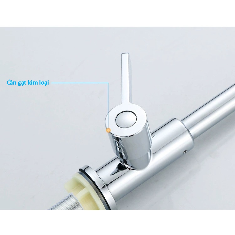 Vòi rửa chén bát lạnh thân cứng inox 304 mạ màu bạc [Ngắn] cao cấp