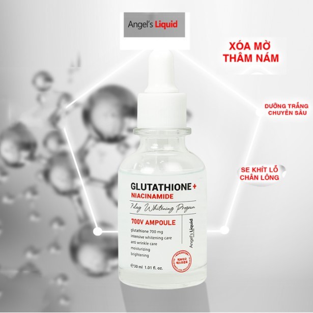 Tinh Chất Dưỡng Trắng Chuyên Sâu Angel's Liquid 7 Day Whitening Program Glutathione+Niacinamide 700 V-Ampoule 30ml