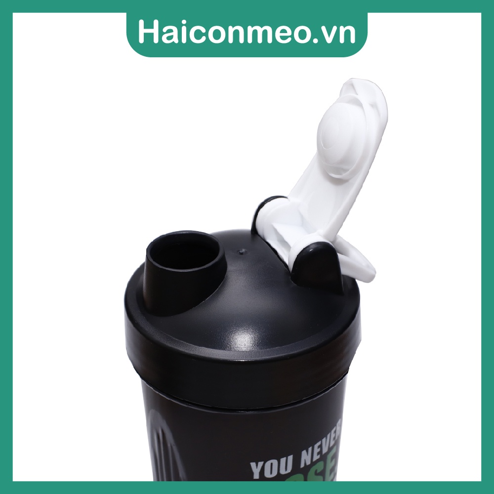 Bình lắc shaker whey tập gym bình nước thể thao shaker pha sữa protein kèm bóng lắc 600ml Never lose