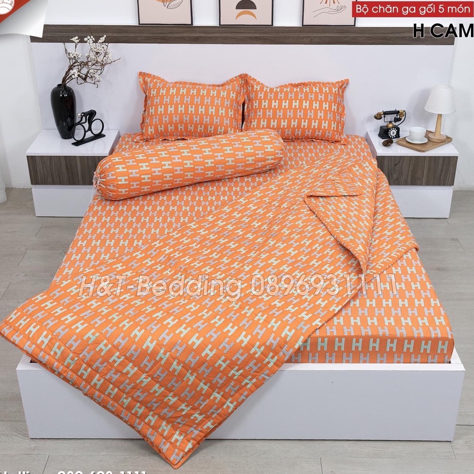 Bộ chăn ga gối H Cam Cotton Poly , Set chăn ga gối H Cam Cotton Poly miễn phí bo chun ga giường