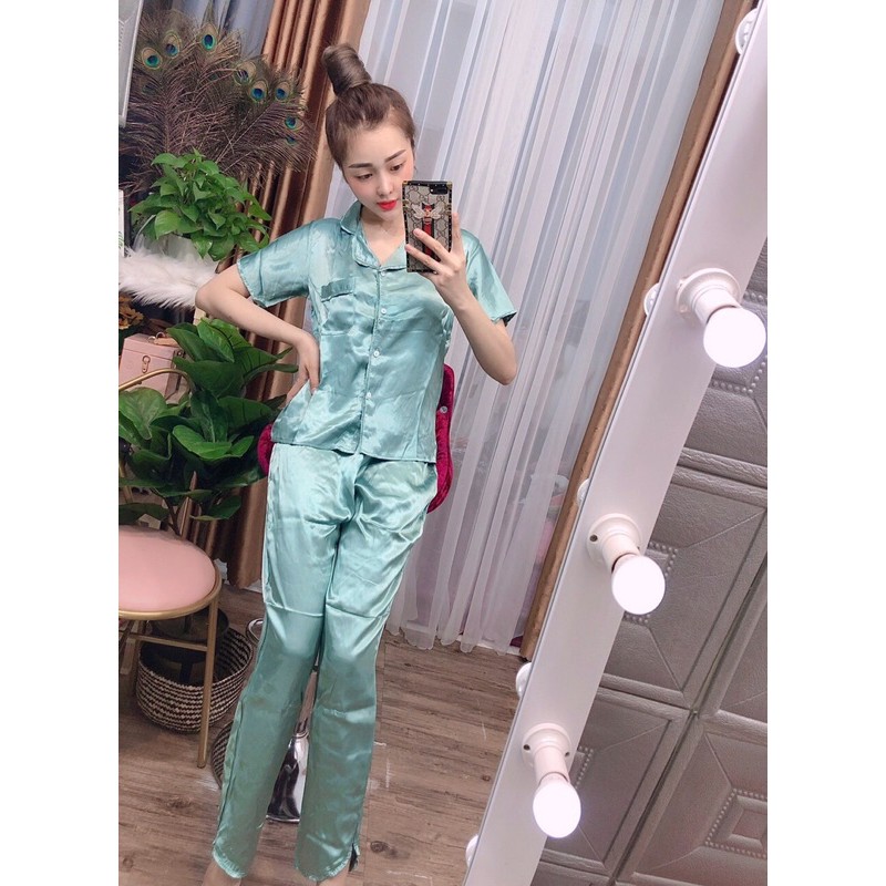 (XẢ KHO) Bộ pijama lụa phối sang chảnh | BigBuy360 - bigbuy360.vn