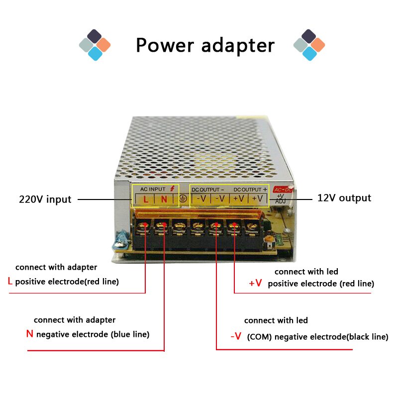 Adiodo DC 12V LED Strip Driver Bộ chuyển đổi nguồn sắt 1A 2A 3A 5A 10A 15A 20A Bộ chuyển mạch Nguồn AC110V-220V 24V Nguồn điện biến áp 60W 78W 120W