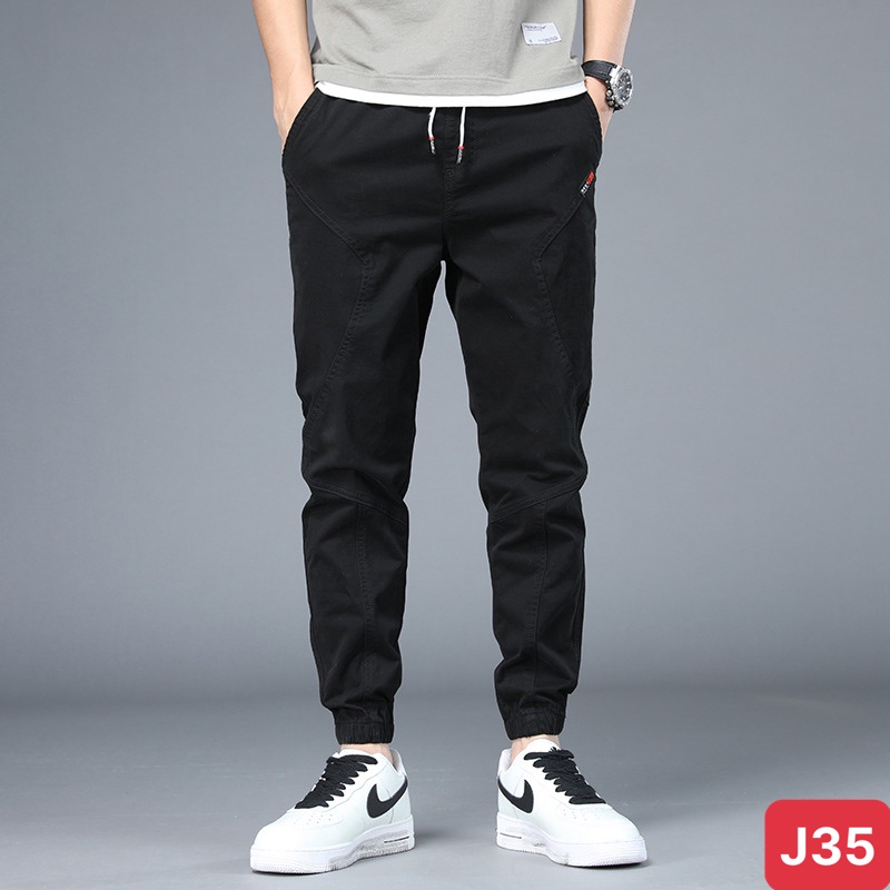 Quần jogger nam túi hộp bo chân màu đen không rách chất kaki cao cấp co dãn 4 chiều, quần baggy thể thao nam ADO7 mới