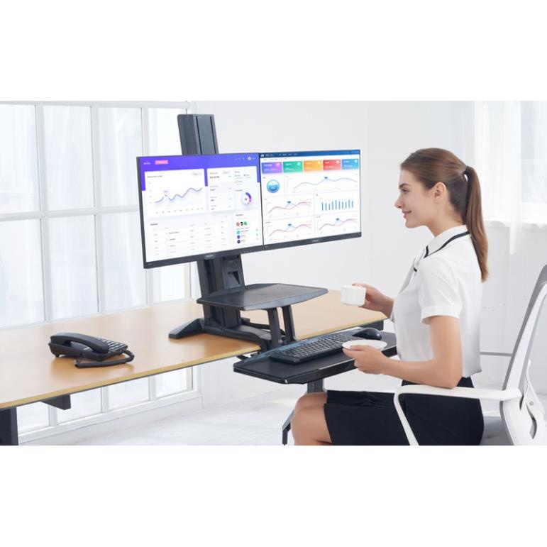 GIÁ TREO 2 MÀN HÌNH MÁY TÍNH KẸP BÀN BÀN NB - L100 [ Phù Hợp 2 MH 22&quot; - 27&quot; ] - Hàng Chính Hãng