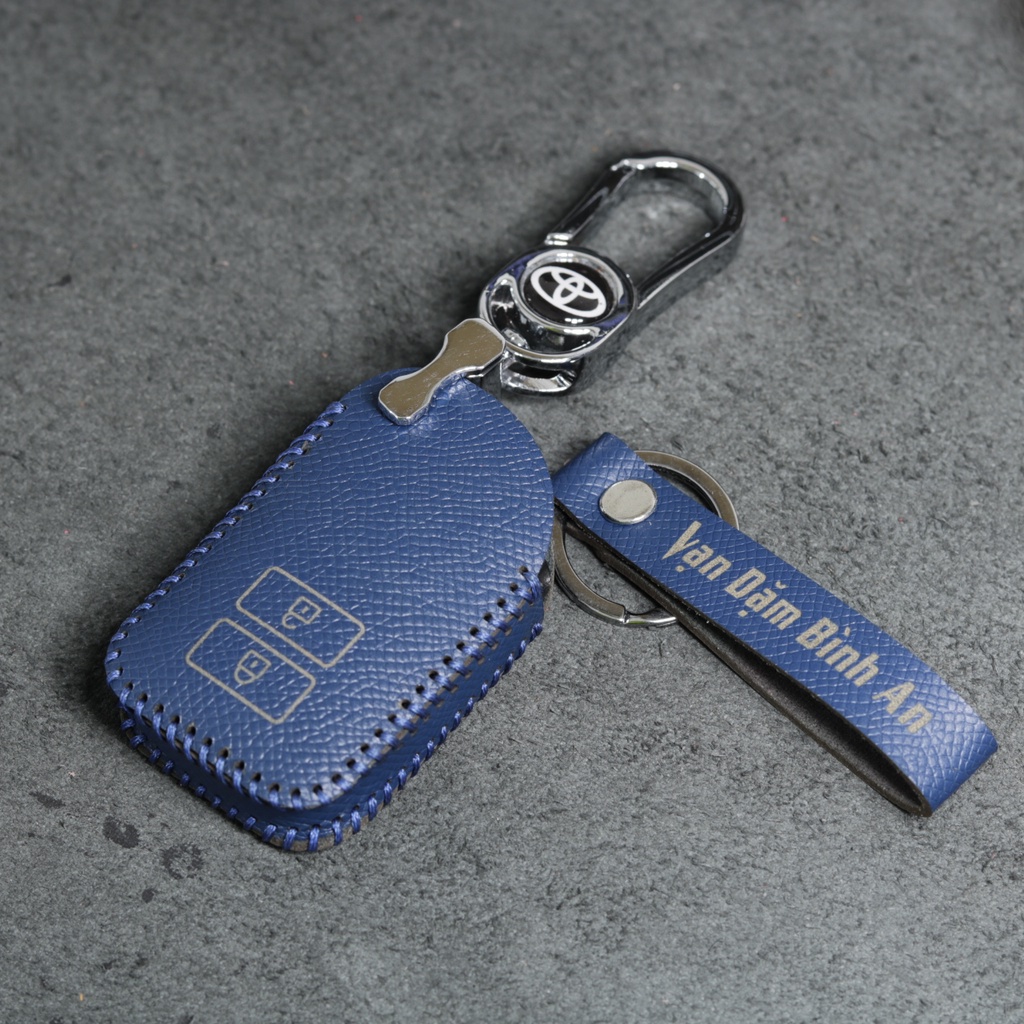 Bao da móc khoá bọc ốp chìa khóa xe ô tô Toyota Yaris, da bò, nhiều màu, khâu thủ công To25