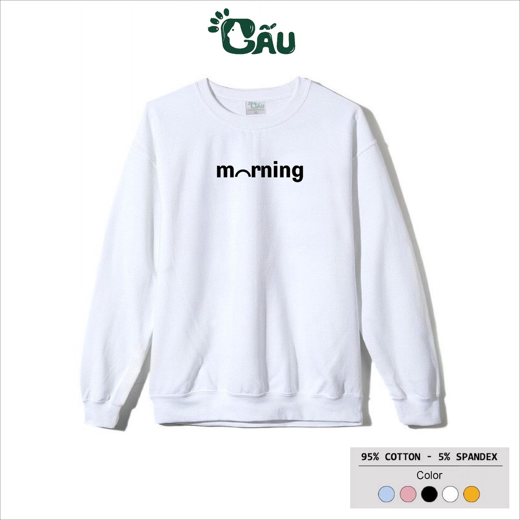 Áo sweater GẤU 194 vải thu đông co dãn, dày dặn mềm mịn form rộng phong cách Unisex - SW Morning