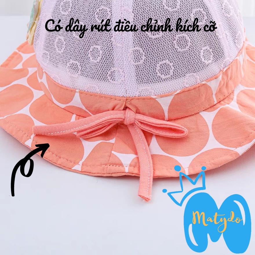 Mũ cho bé trai bé gái MATYDO rộng vành trẻ em hình dâu lưới có dây rút điều chỉnh đáng yêu phụ kiện mũ nón