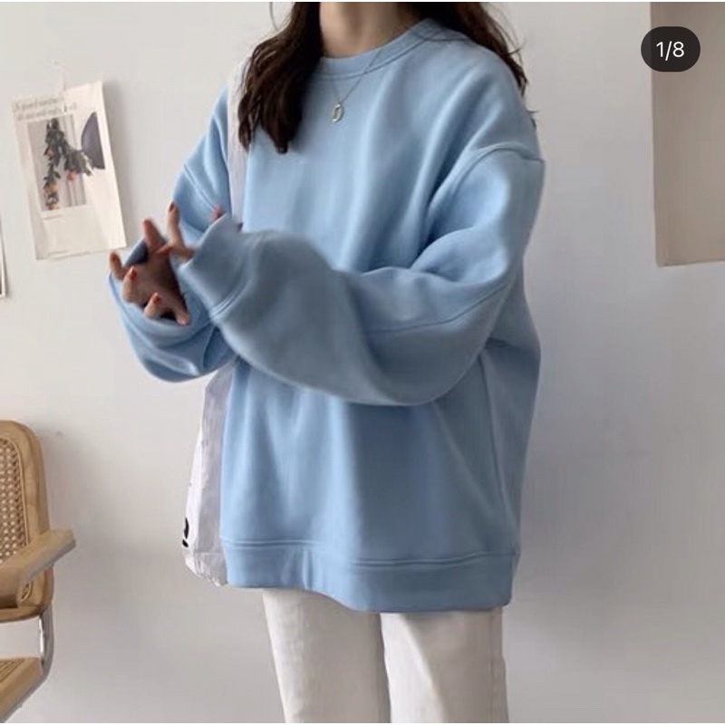 [ ẢNH THẬT ] ÁO SWEATER TRƠN PHỐI MÀU FORM RỘNG TAY BỒNG