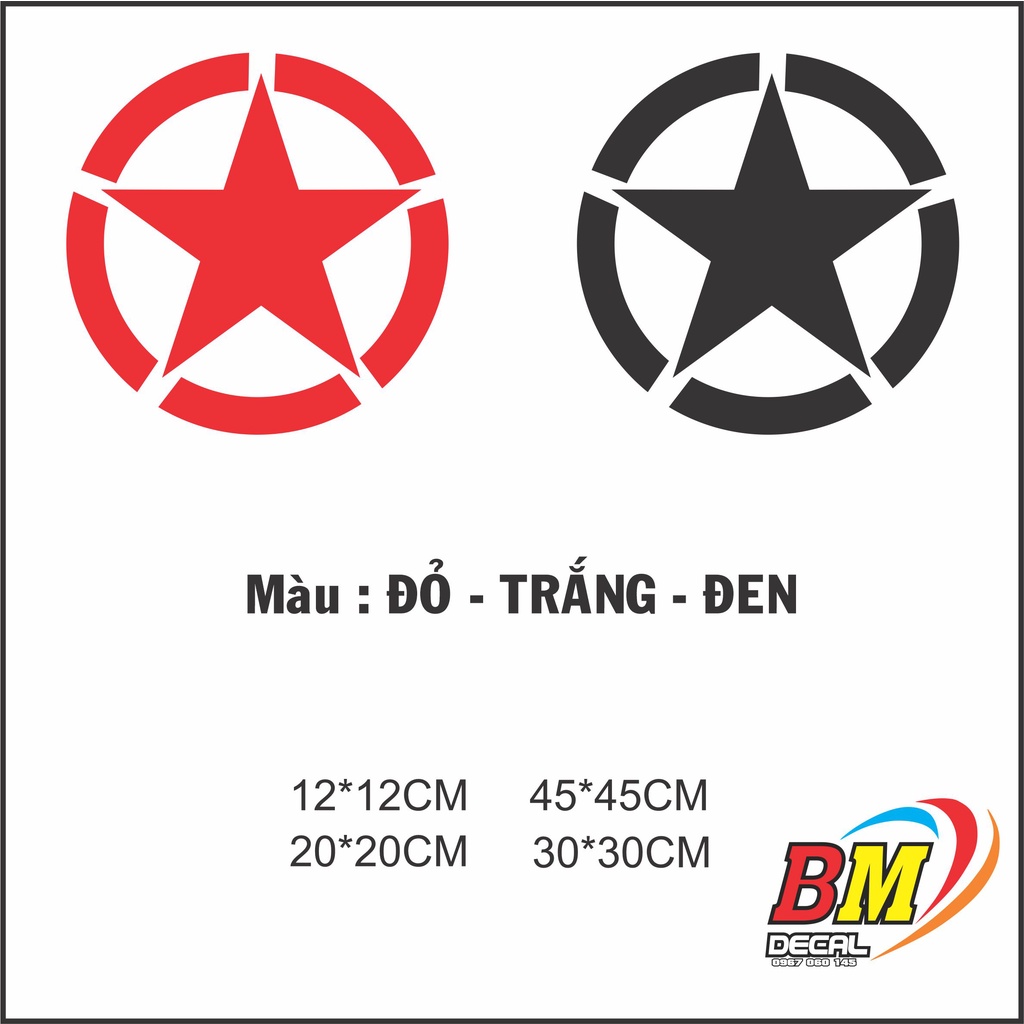 Decal hình ngôi sao dán trang trí xe