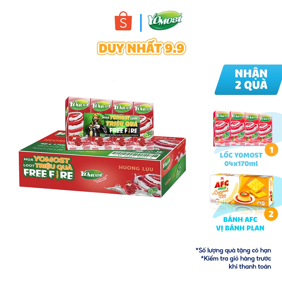Thùng 48 Hộp Sữa Chua Lên Men Tự Nhiên Yomost Trái Lựu (170ml/Hộp)