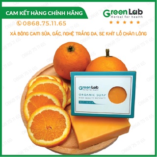 Xà Bông Thiên nhiên Xà bông Cam Gấc Nghệ trắng da, ngừa mụn Greenlab Soap Handmade 120gr