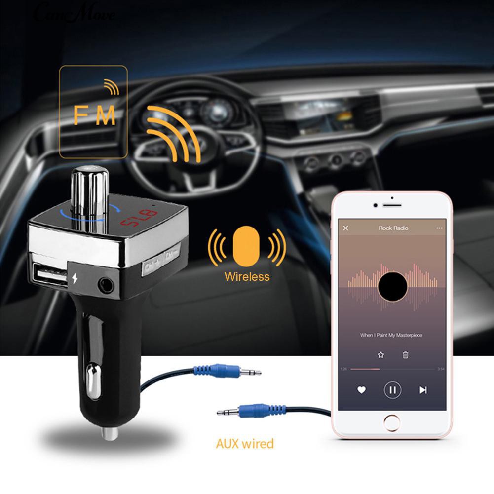 Thiết bị thu phát Bluetooth phát nhạc và đài FM với 2 cổng sạc USB cho xe ô tô