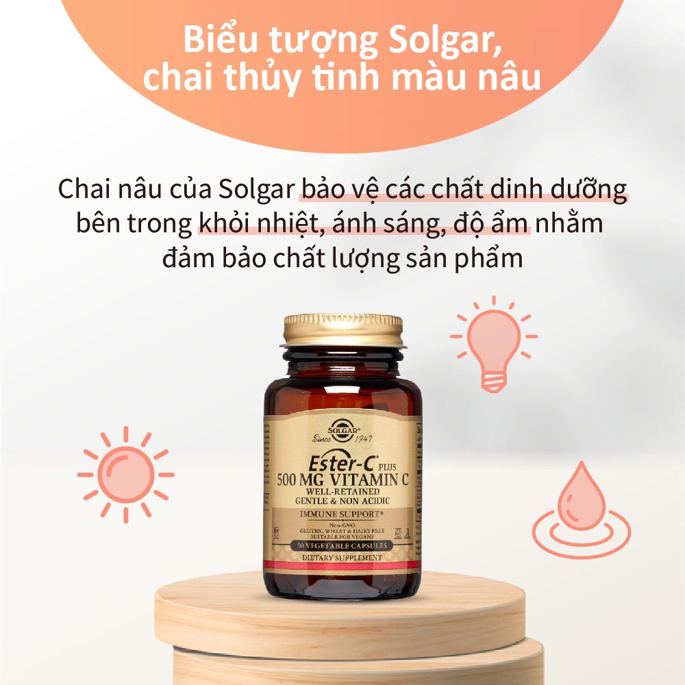 Viên Uống Solgar Ester-C Plus -Vitamin C Thế Hệ Mới, Không Kích Ứng Dạ Dày,Hấp Thu Nhanh [50 viên]