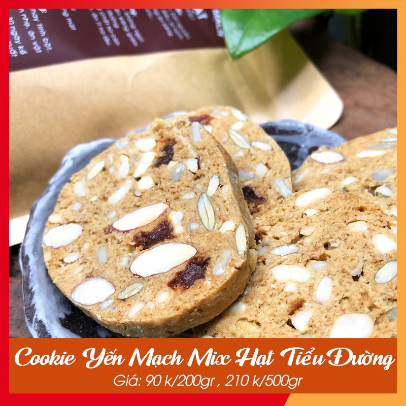 Bánh Ăn Kiêng 🍪 GIẢM CÂN 🍪 Cookie Yến Mạch Mix Hạt Tiểu Đường 200gr_ Bánh dành cho người ăn kiêng, tiểu đường ăn kiêng