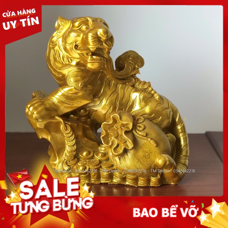 Tượng phong thuỷ, tượng hổ bên bị vàng decor trang trí phong khách 2022