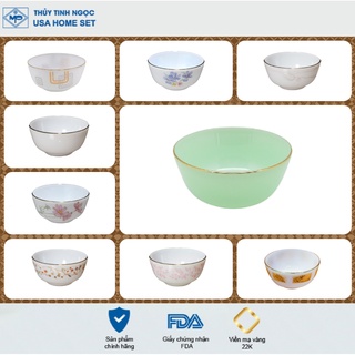Bát soup viền vàng 22K các mẫu hoa văn Thủy Tinh Ngọc USA Homeset cao cấp nhập khẩu chính hãng