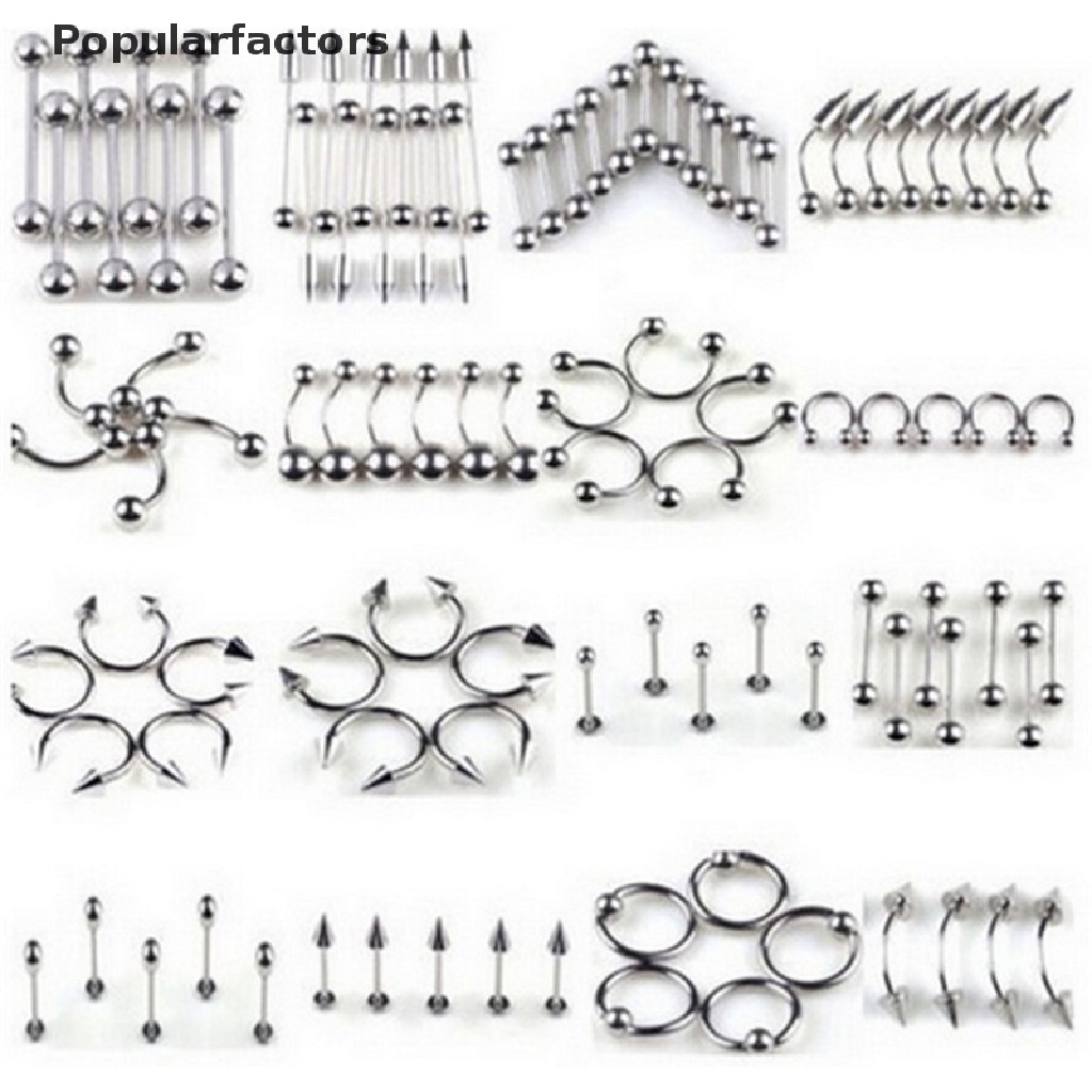 Set 60/ 85 chiếc khuyên xỏ cơ thể bằng inox chuyên dụng