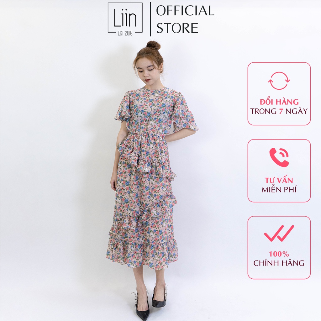 LIIN - Đầm nữ hoa voan tơ hai lớp