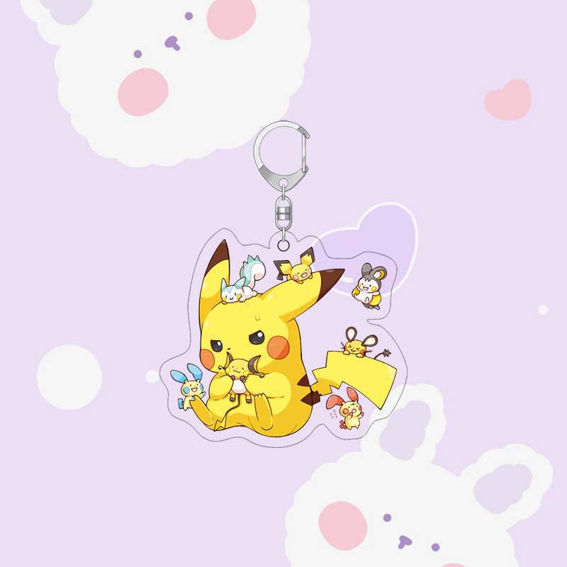 Anime Pokemon 6cm Around Laser High-Definition Acrylic Keychain Cute Children's Gift