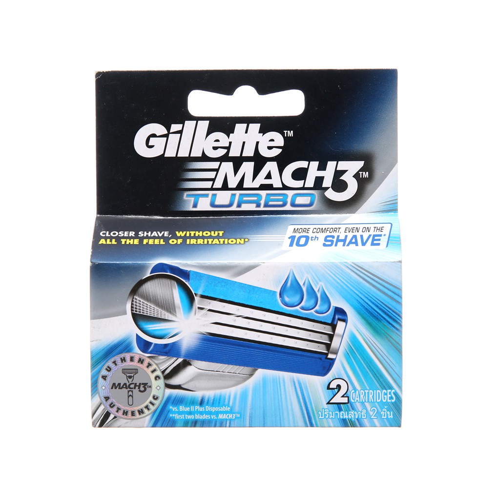 Bộ 2 cái lưỡi dao cạo râu 3 lưỡi Gillette Mach 3 Turbo