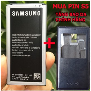 Pin Samsung S5 chính hãng - Tặng bao da S5