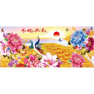Tranh đính đá hoa khai phú quý