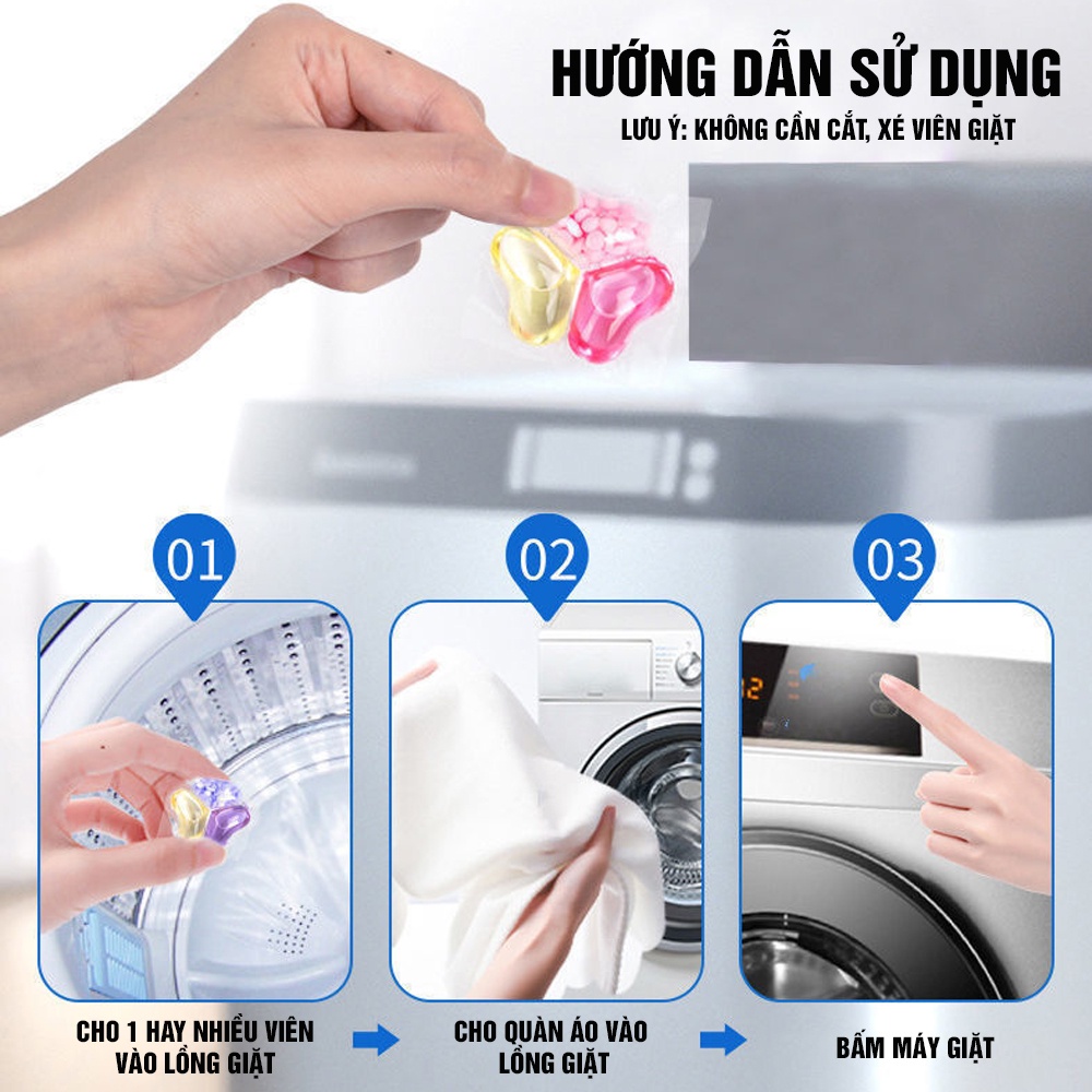 Viên Giặt Xả Quần Áo Đồ Vải 3 In 1 Minh House, Làm Mềm, Chất Lưu Hương Dạng Túi Gel