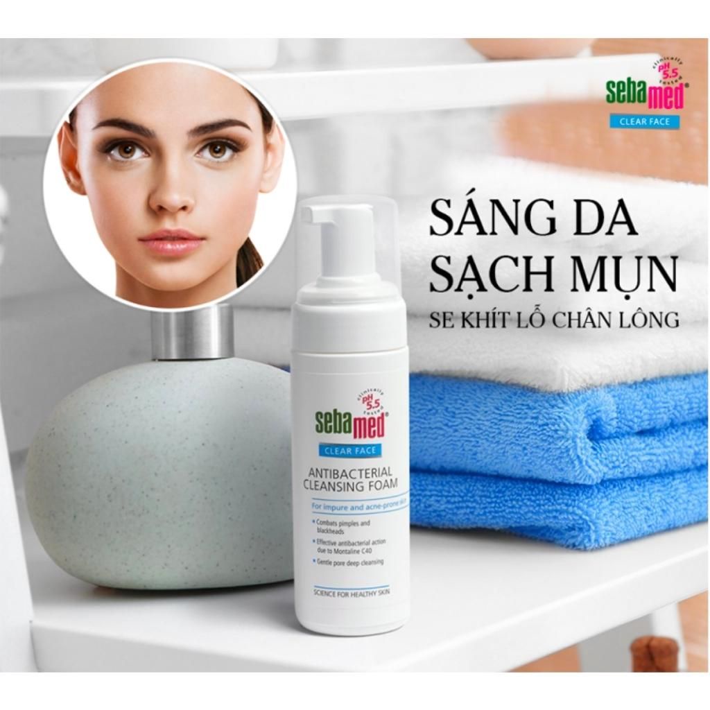 Sữa Rửa Mặt Tạo Bọt Kháng Khuẩn Sebamed Clear Face Antibacterial Cleansing Foam Giúp Sạch Mụn (150ml/Chai)