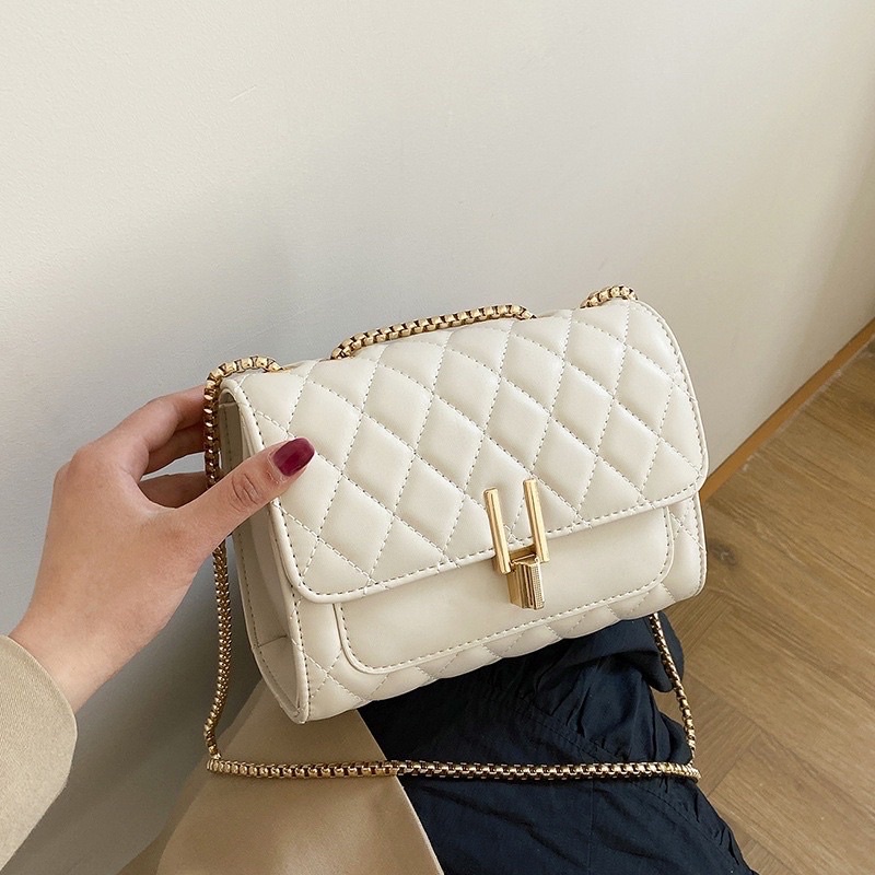 Túi Xách Nữ Trần Trán, Túi Đeo Chéo Khoá Chữ Y Thời Trang