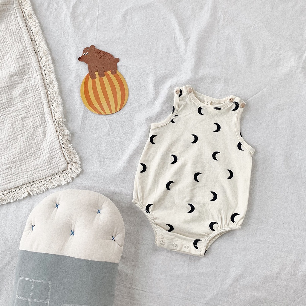 Bộ Áo Liền Quần Sát Nách Vải Cotton Thời Trang Mùa Hè Cho Bé Sơ Sinh