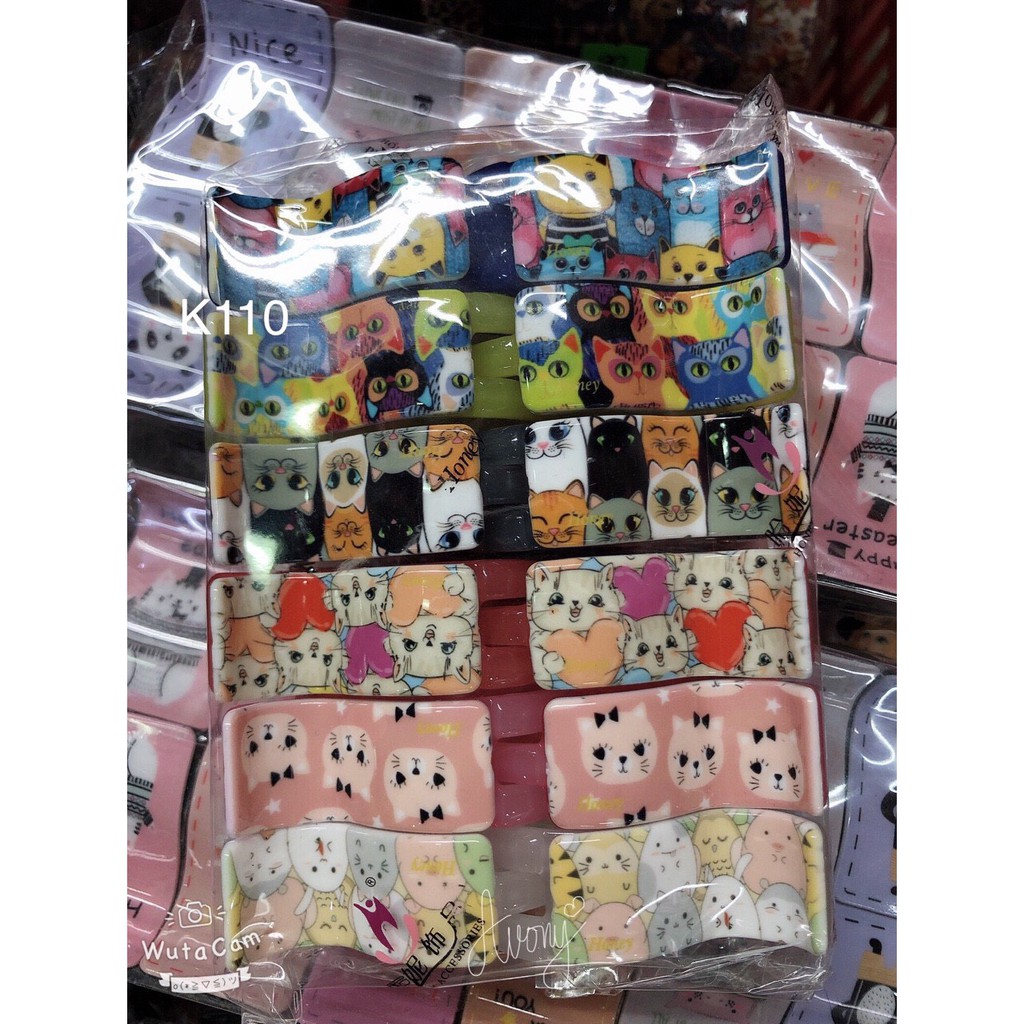 kẹp tóc càng cua 3 - 5 răng Honey in hình mèo