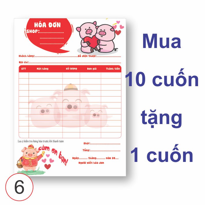 Hóa đơn hoạt hình ❤️ hóa đơn in sẵn M6