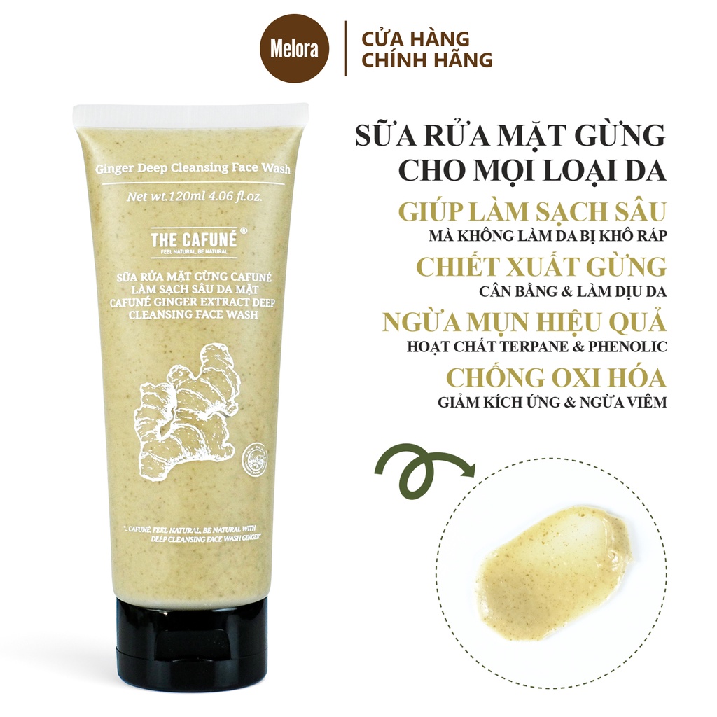 Sữa rửa mặt gừng Chính hãng The Cafuné thích hợp cho da mụn viêm, giảm dầu nhờn, se khít lỗ chân lông 120ml