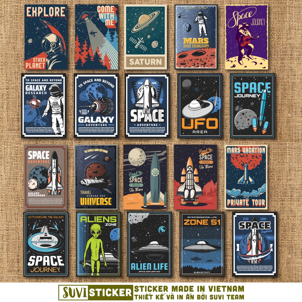 50 Sticker Galaxy Retro chống nước sticker dán laptop, điện thoại, đàn guitar, mũ bảo hiểm, vali. MSP: VR20