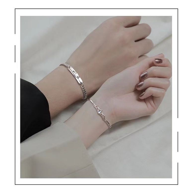 Vòng tay đôi nam nữ Vòng Tay Mạ Bạc 925 Khắc Chữ Princess and knight Thời Trang Cho Nam Và Nữ