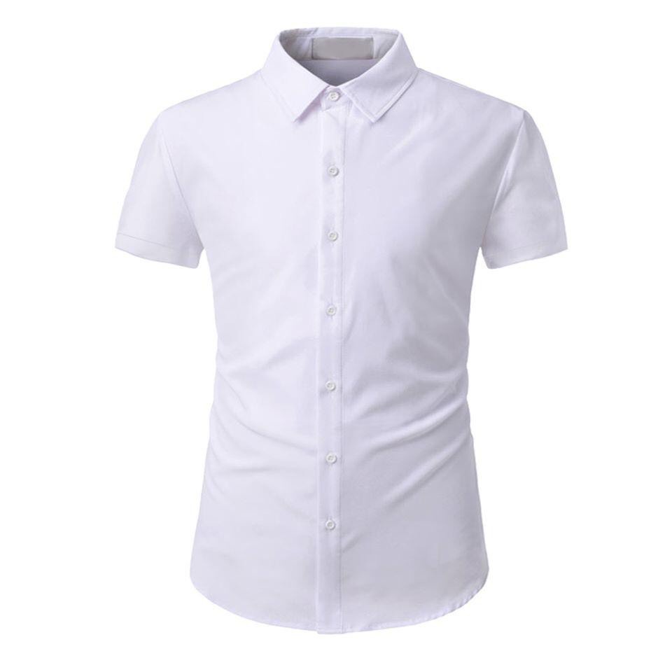 Áo sơ mi nam trơn tay ngắn FATUNO - chất cotton lụa mềm mịn thoải mái