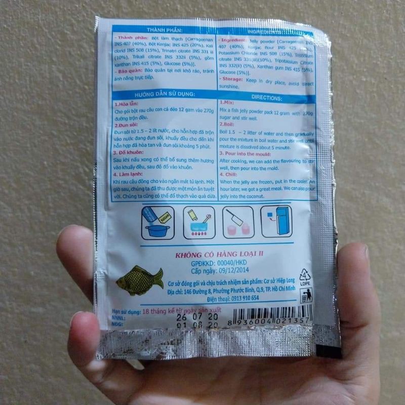 Bột rau câu Con cá dẻo Hiệp Long 12g