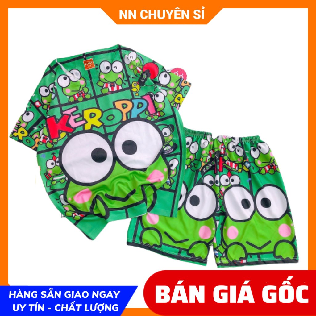 Đồ bộ cho bé bộ bò sữa ếch xanh mắt to vải thun mềm mịn mát hoạt hình dễ thương size 5 ký đến 70 ký DBRBD FULL SIZE